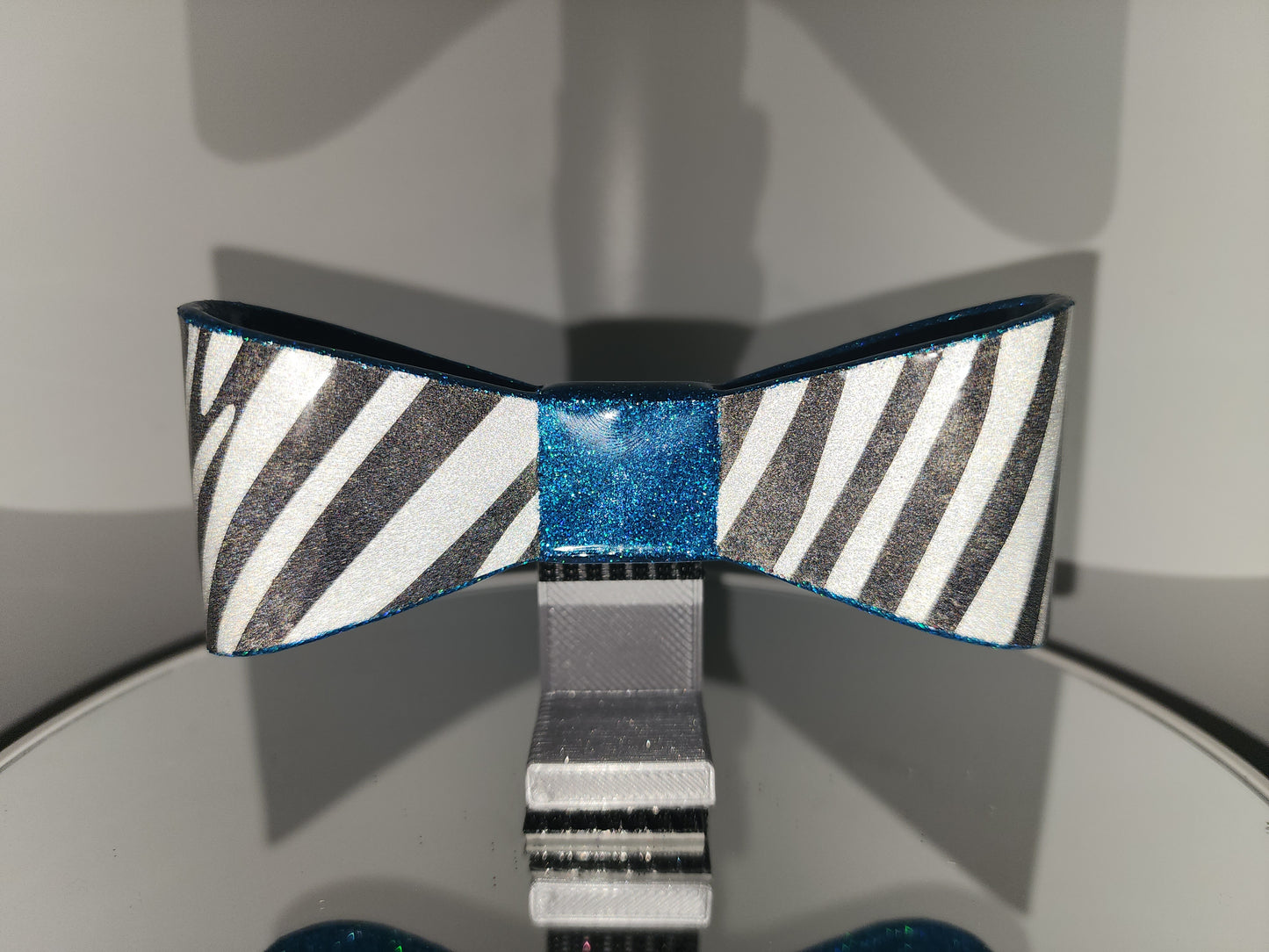 Blue Zebra Reflective Helmet Bow