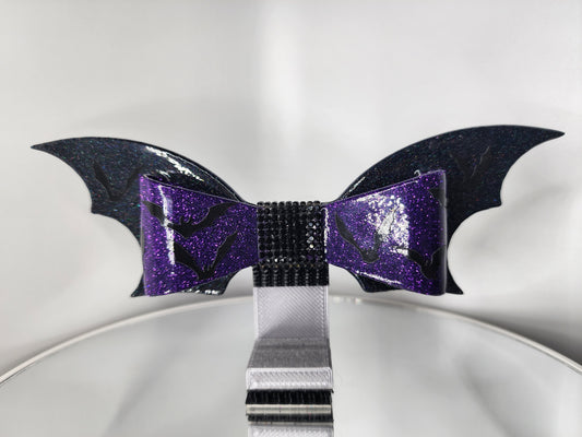 Dark Purple Bat Bow for Helmets
