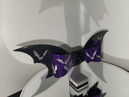 Dark Purple Bat Bow for Helmets