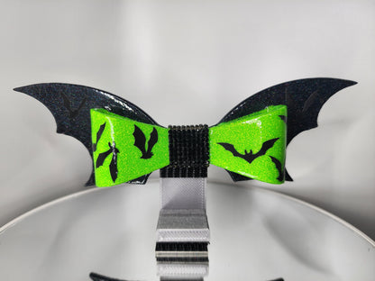 Neon Green Bat Bow for Helmets