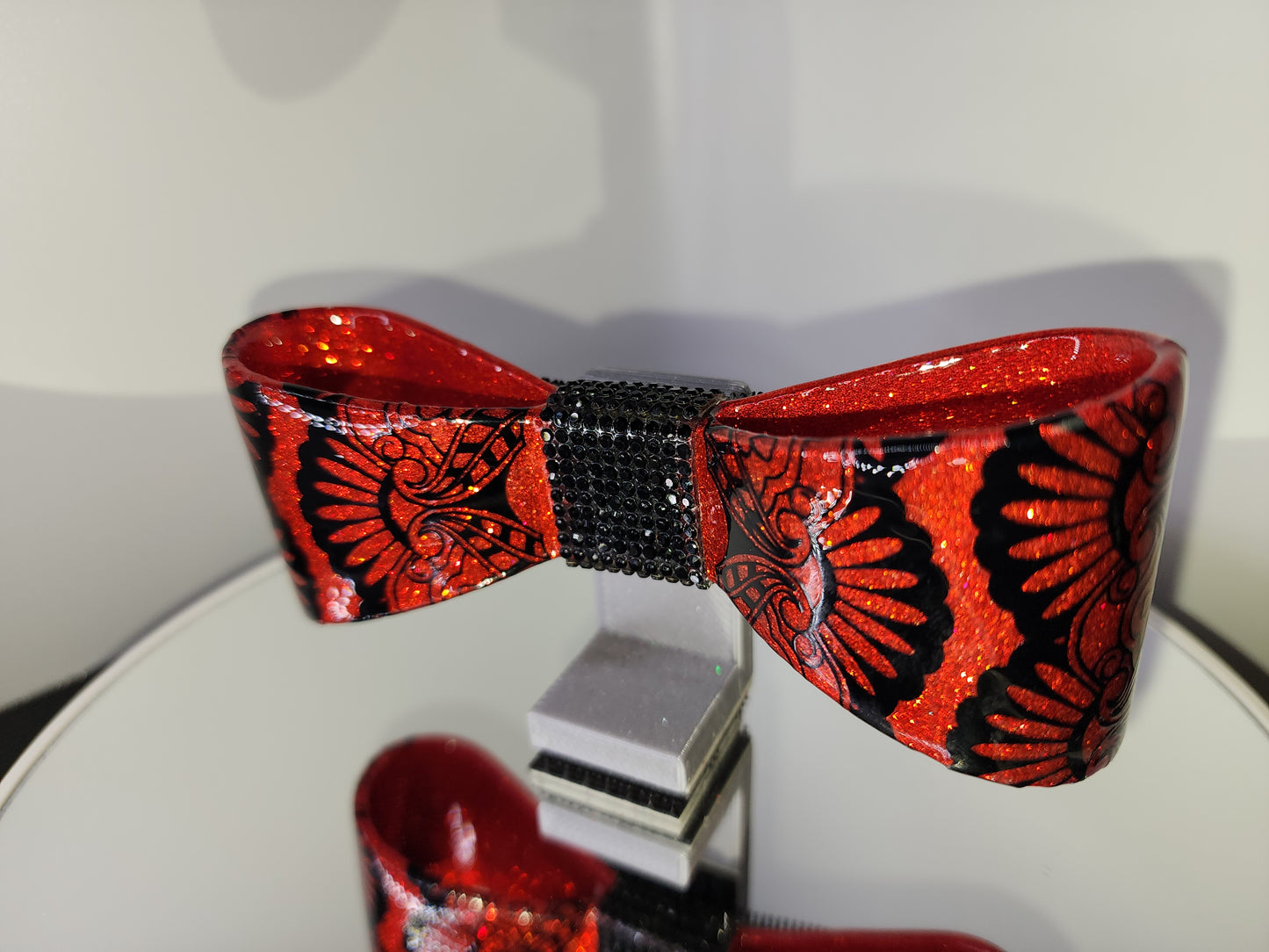 Red and Black Lace Helmet Bow