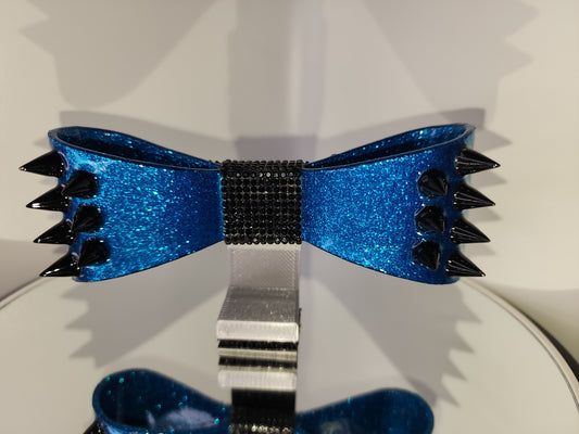 Deep Teal Blue Spiked Helmet Bow - IMPERFECT